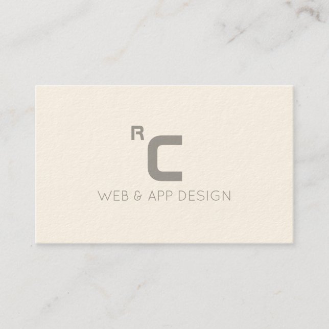 Modern initials logo futuristic style white grey business card (Front)