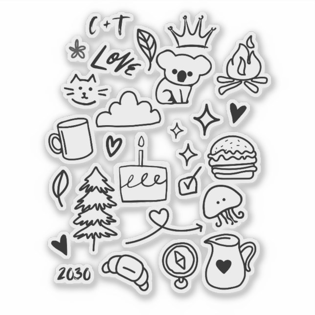 Modern Initials Love Sticker (Front)