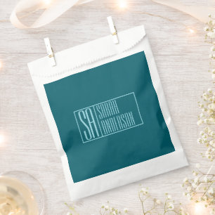 Modern Initials & Name Dark Teal & Light Blue Favour Bag