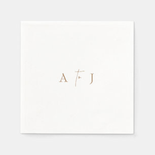  Modern Initials "to" Wedding Gold Cocktail Napkin