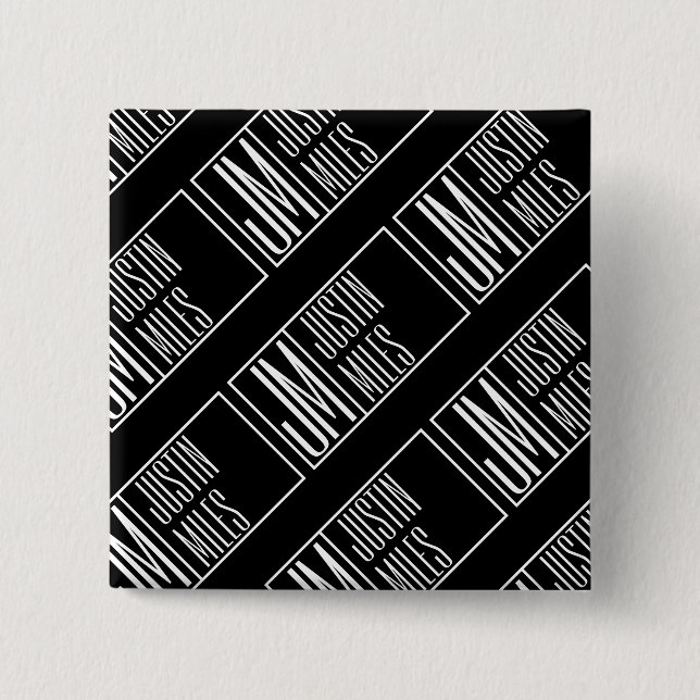 Modern Initials with Name Monogram Pattern 15 Cm Square Badge (Front)