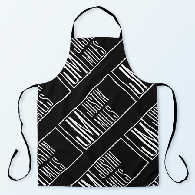 Modern Initials with Name Monogram Pattern Apron (Creator Uploaded)