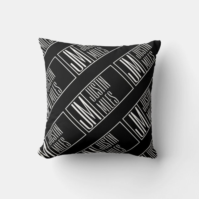 Modern Initials with Name Monogram Pattern Cushion (Front)