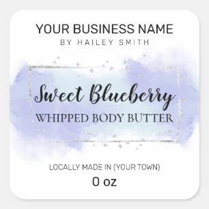 Modern Ink Blue And Silver Whipped Body Butter Square Sticker