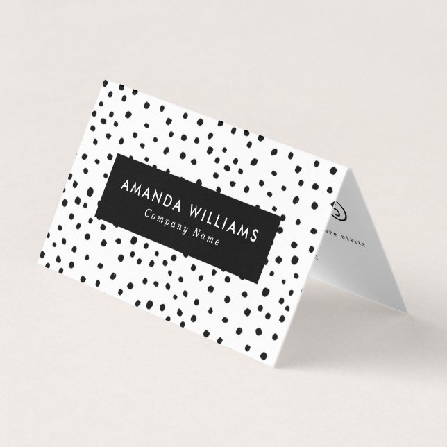 Modern Ink Dots Patterned Double Loyalty Business Card (Front)