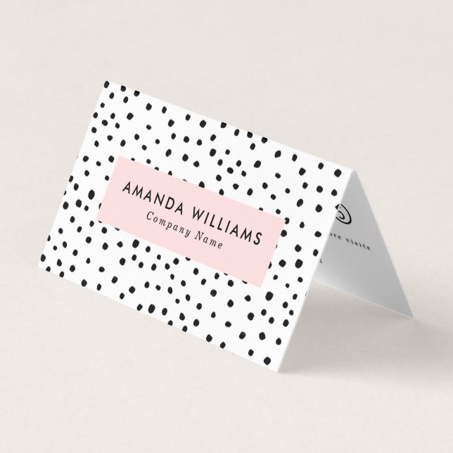 Modern Ink Dots Patterned Double Loyalty Business Card (Front)