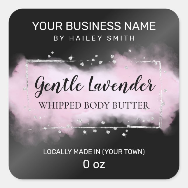 Modern Ink Purple And Black Whipped Body Butter Square Sticker (Front)