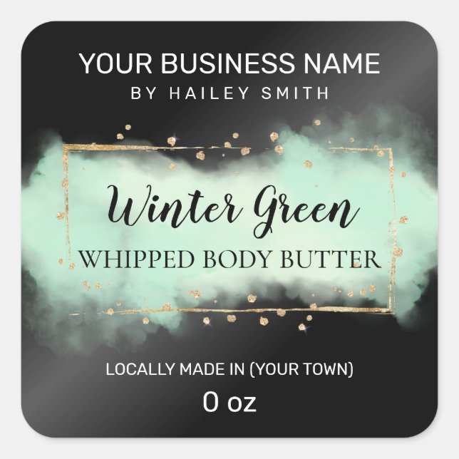 Modern Ink Turquoise And Black Whipped Body Butter Square Sticker (Front)