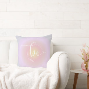 Modern Inspirational Quote Lavender Be An Angel Cushion
