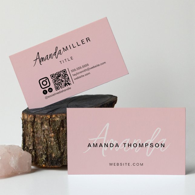 Modern Instagram Facebook QR Code Social Media Business Card (Creator Uploaded)