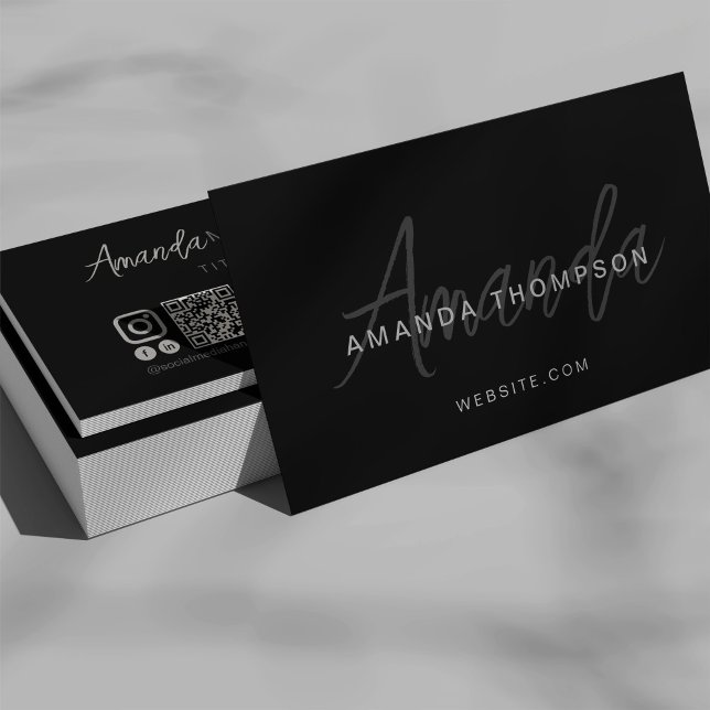 Modern Instagram Facebook QR Code Social Media Business Card (Creator Uploaded)