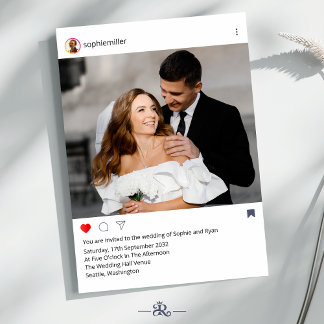 Modern Instagram Frame Custom Photo Wedding Invitation