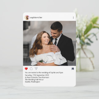 Modern Instagram Frame Custom Photo Wedding  Invitation