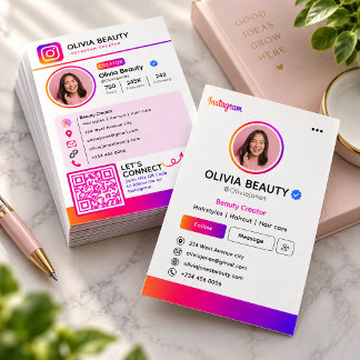 Modern Instagram Profile Style with QR Code Business Card