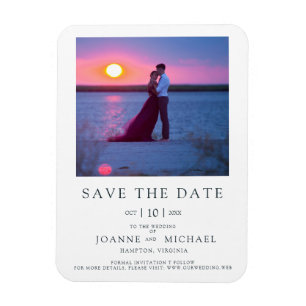 Modern Instant Photo Couple Save the Date Wedding Magnet