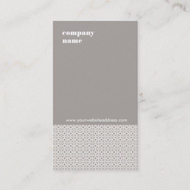 Modern Interior Design Taupe Grey Pattern Business Card (Front)