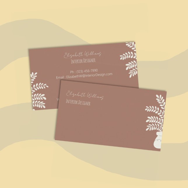 Modern Interior Designer Mocha Brown Business Card (Modern mocha brown interior designer standard double-sided business cards)