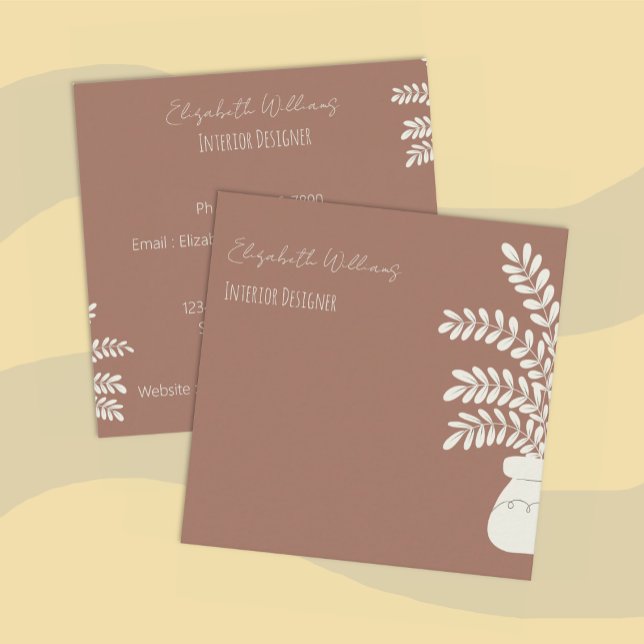 Modern Interior Designer Mocha Square Contact Card (Modern Interior Designer Mocha Square Contact Card .)
