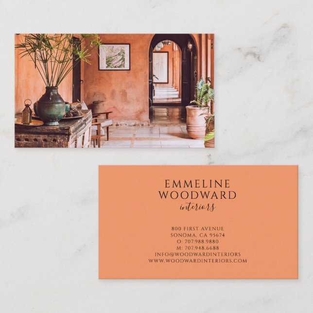 Modern Interior Designer Photo Business Card (Front/Back)