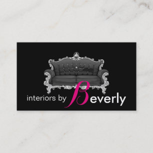 Modern Interior Designer Pink and Black Business Card