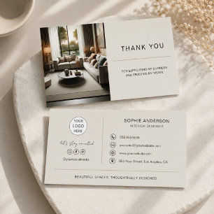 Modern Interior Designer Professional Logo Thank You Card