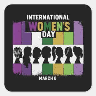 Modern International Women's Day Diverse Women Square Sticker