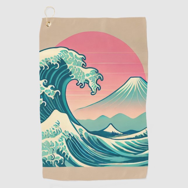 Modern Interpretation of The Great Wave Golf Towel (Front)