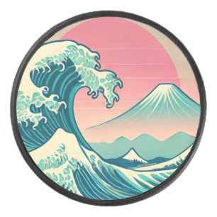 Modern Interpretation of The Great Wave Hockey Puck