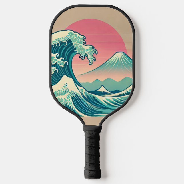 Modern Interpretation of The Great Wave Pickleball Paddle (Front)