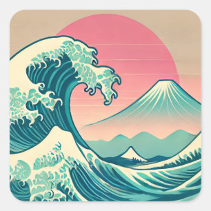 Modern Interpretation of The Great Wave  Square Sticker