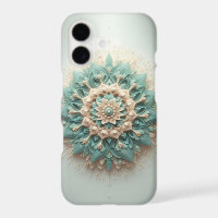 Modern Intricate Layered Bloom - Elegant Teal & Cr