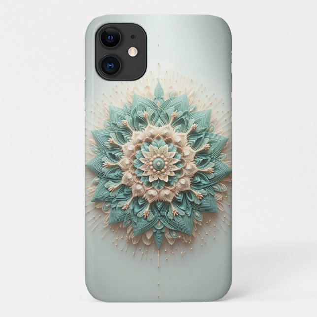 Modern Intricate Layered Bloom - Elegant Teal & Cr Case-Mate iPhone Case (Back)