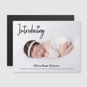 Modern Introducing baby boy photo Name Magnetic In Invitation
