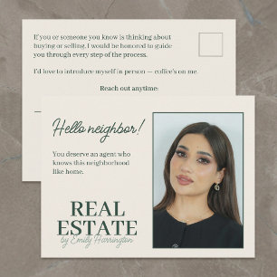 Modern Introduction Green Real Estate Agent Postcard