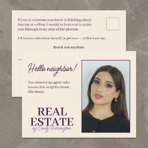 Modern Introduction Plum Real Estate Agent Postcard