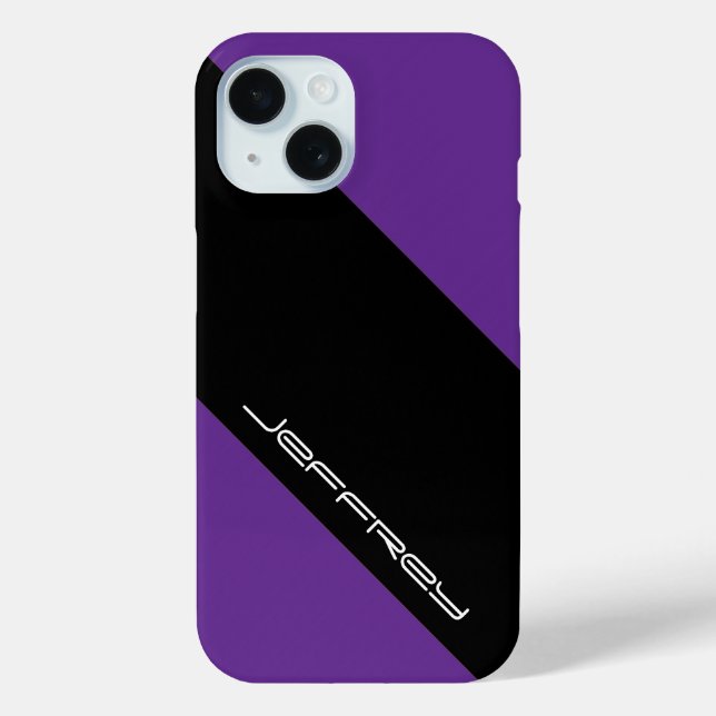 Modern iPhone 7 Case, Purple & Black, One Stripe Case-Mate iPhone Case (Back)