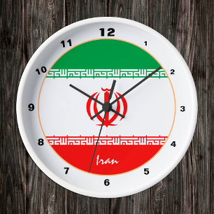 Modern Iranian Flag & Iran decor / design Round Clock