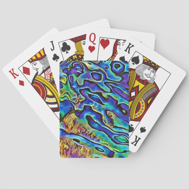 Modern Iridescent Abalone Seashell Design Playing Cards (Back)