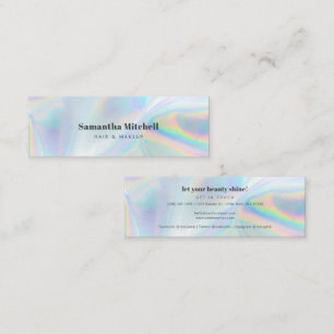 Modern Iridescent Beauty and Makeup Salon Mini Business Card