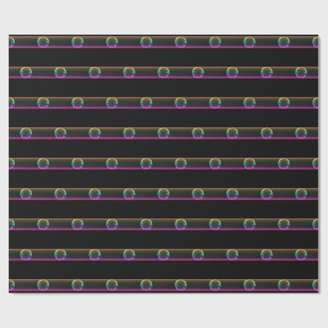 Modern Iridescent Bubble Stripe | Glossy Glass Wrapping Paper (Flat)