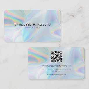 Modern Iridescent Minimalist QR Code Professional Business Card