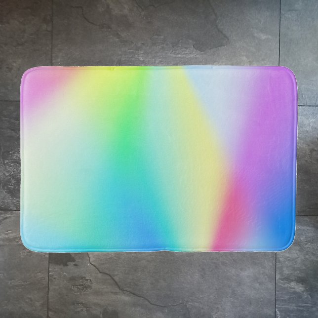 Modern iridescent pastel rainbow coloured bath mat (Creator Uploaded)