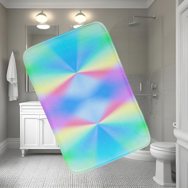 Modern iridescent pastel rainbow coloured bath mat (Creator Uploaded)