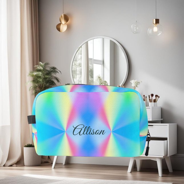Modern iridescent pastel rainbow coloured dopp kit (Creator Uploaded)