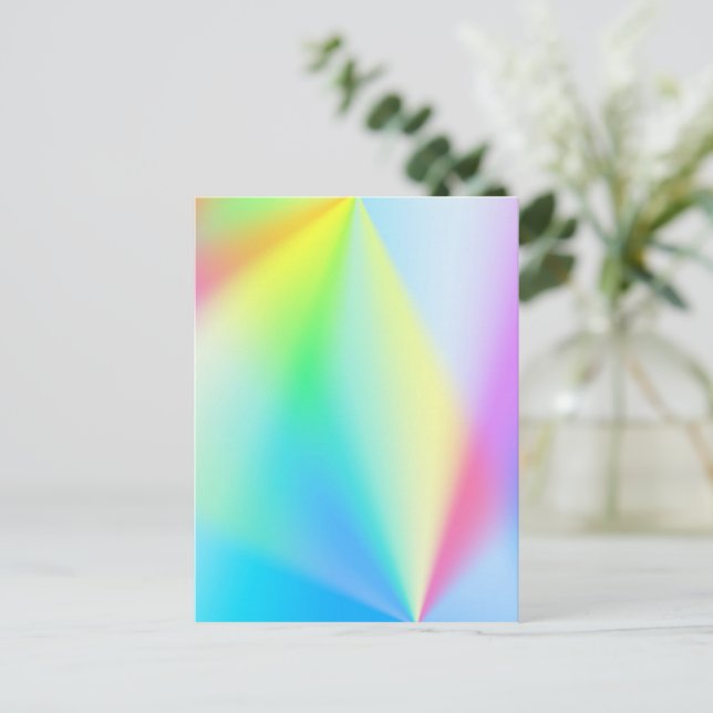 Modern iridescent pastel rainbow colours postcard (Standing Front)