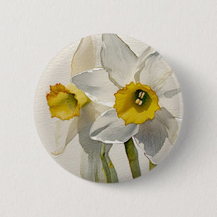 Modern Iris Watercolor Flowers 6 Cm Round Badge