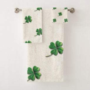 Modern Irish Shamrock Bath Towel Set