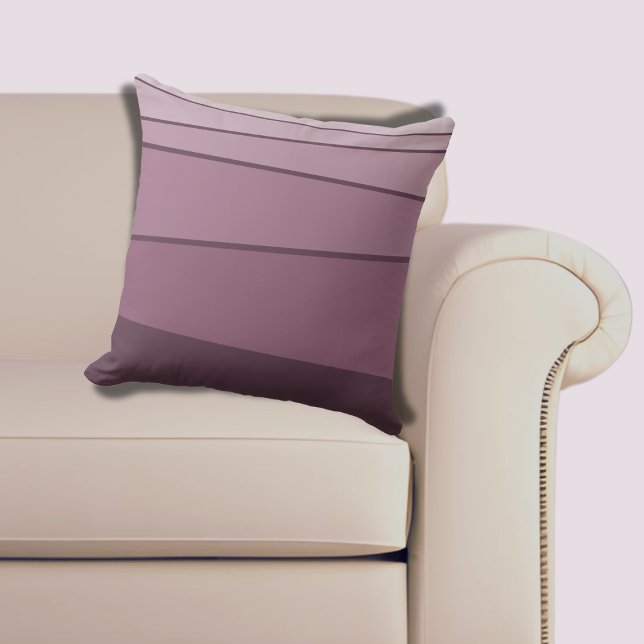Modern Irregular Striped Shades of Eggplant Purple Cushion (Modern Irregular Striped Shades of Eggplant Purple Throw Pillow)