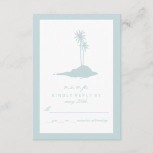 Modern Island Beach Wedding RSVP - Blue Card