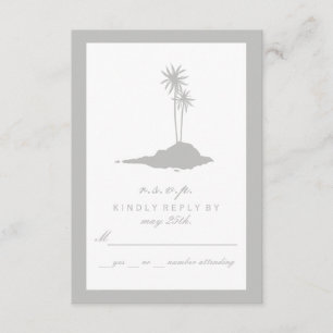 Modern Island Beach Wedding RSVP - Grey Card